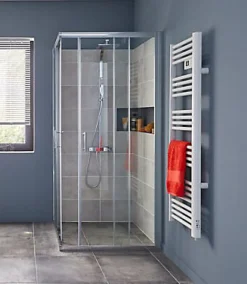 Portes de douche angle droit Cooke & Lewis Onega transparent 90 x 90 cm