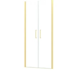 Portes de douche battantes 90 x 200 cm, profilés doré brossé, Galedo Saloon