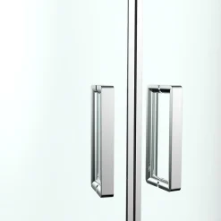 Portes de douche coulissantes accès d'angle quart de cercle l.90 x L.90 x H.195 cm, verre transparent, profilés alu chrome, GoodHome Ledava
