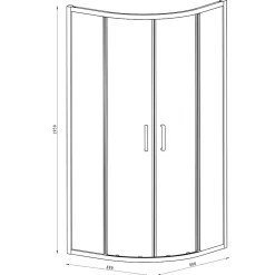 Portes de douche coulissantes accès d'angle quart de cercle l.90 x L.90 x H.195 cm, verre transparent, profilés alu chrome, GoodHome Ledava