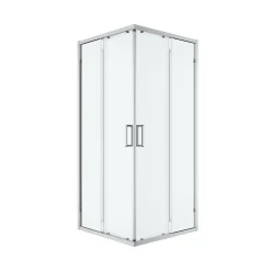 Portes de douche coulissantes accès d'angle l.90 x L.90 x H.195 cm, verre transparent, profilés alu chrome, GoodHome Ledava