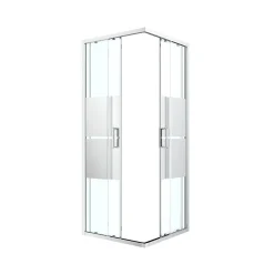 Portes de douche coulissantes accès d'angle l.80 x L.80 x H.195 cm, bandes miroir, profilés alu chrome, GoodHome Ledava