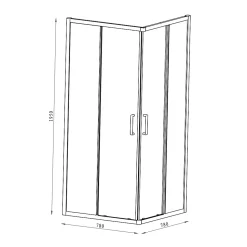 Portes de douche coulissantes accès d'angle l.80 x L.80 x H.195 cm, bandes miroir, profilés alu chrome, GoodHome Ledava