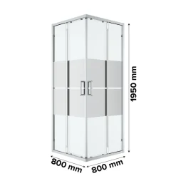 Portes de douche coulissantes accès d'angle l.80 x L.80 x H.195 cm, bandes miroir, profilés alu chrome, GoodHome Ledava