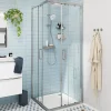 Portes de douche coulissantes accès d'angle l.80 x L.80 x H.195 cm, verre transparent, profilés alu chrome, GoodHome Ledava