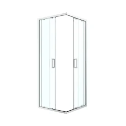 Portes de douche coulissantes accès d'angle l.80 x L.80 x H.195 cm, verre transparent, profilés alu chrome, GoodHome Ledava