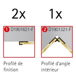 Profilé de finition + 1 profilé d'angle intérieur pour Panneau mural Schulte Décodesign, blanc vendu par 2