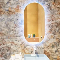Project 60x120 cm miroir suspendu ovale avec éclairage LED 3 couleurs, film chauffant anti-buée et capteur (ZPROV12060LED)