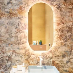 Project 60x120 cm miroir suspendu ovale avec éclairage LED 3 couleurs, film chauffant anti-buée et capteur (ZPROV12060LED)
