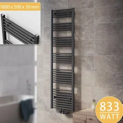 Radiateur à eau chaude SIRHONA Salle de bain Sèche-serviettes 1800x500x30mm - Vertical -Gris