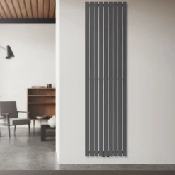 Radiateur à Panneaux Design Stella, 1800 x 480 mm, Anthracite, avec Connexion Central, Plat, Vertical, Monocouche