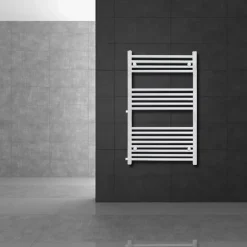 Radiateur de Salle de Bain, 600 x 1200 mm, en Acier, Blanc, Forme Droite