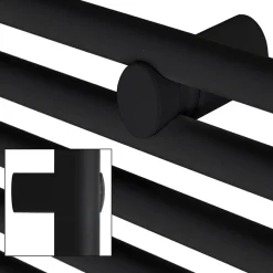 Radiateur de Salle de Bain Design Sahara, 500x800 mm, Noir Mat, Forme Courbé