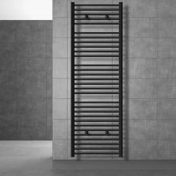 Radiateur de Salle de Bain Design Sahara, 600 x 1800 mm, Noir Mat, Forme Droite