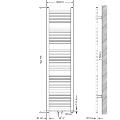 Radiateur Design Sahara Non Electrique - 400 x 1800 mm - Blanc