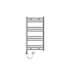 Radiateur Electrique Sahara 500x800 mm, Chrome, Sèche-Serviettes en Panneau, Raccordement Latéral Courbé, Barre Chauffante