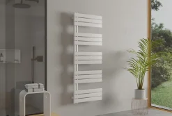 Radiateur et sèche-serviettes design D16W, raccord gauche ou droite - blanc - 160x50cm, kit connexion blanc