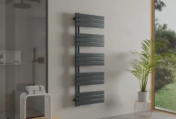 Radiateur et sèche-serviettes design D16G gris anthracite, raccord gauche ou droite - 160x60cm, kit connexion chromé