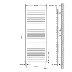 Radiateur Sèche Serviette Electrique 600x1500mm