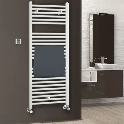 Radiateur sèche-serviettes circuit de chauffage 120 cm x 50 cm finition BLANC brillant en acier Kibath