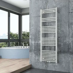 Radiateur sèche-serviettes 150x50cm design de salle de bain en laiton - Blanc - R18W - Sans porte-serviette ni kit de connexion