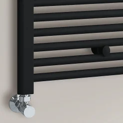Radiateur sèche-serviettes circuit de chauffage 80 cm x 50 cm finition NOIR mat en acier Kibath