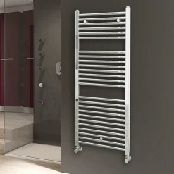 Radiateur sèche-serviettes circuit de chauffage 120 cm x 50 cm finition chrome poli en acier Kibath