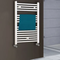 Radiateur sèche-serviettes circuit de chauffage 80 cm x 50 cm finition BLANC brillant en acier Kibath