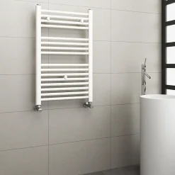 Radiateur sèche-serviettes circuit de chauffage 80 cm x 50 cm finition BLANC brillant en acier Kibath