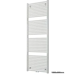 Radiateur sèche-serviettes 180x60cm design salle de bain en laiton, Blanc, R18W, Avec porte-serviette droit, Sans kit de connexion