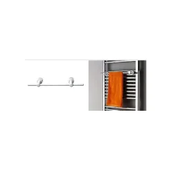 Radiateur sèche-serviettes 180x60cm design salle de bain en laiton, Blanc, R18W, Avec porte-serviette droit, Sans kit de connexion