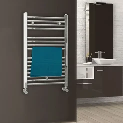Radiateur sèche-serviettes circuit de chauffage 80 cm x 50 cm finition chrome poli en acier Kibath