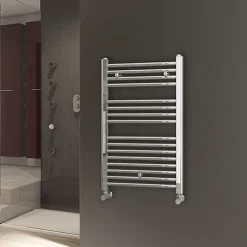Radiateur sèche-serviettes circuit de chauffage 80 cm x 50 cm finition chrome poli en acier Kibath