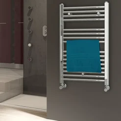 Radiateur sèche-serviettes circuit de chauffage 80 cm x 50 cm finition chrome poli en acier Kibath