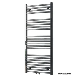 Radiateur sèche-serviettes design 118x50cm acier inox - Chrome - R20C - Avec porte-serviette, Sans kit connexion