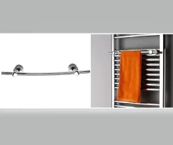 Radiateur sèche-serviettes design 118x50cm acier inox - Chrome - R20C - Avec porte-serviette, Sans kit connexion