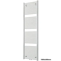 Radiateur sèche-serviettes 180x50cm design salle de bain en laiton, Blanc, R18W, Avec porte-serviette droit, Sans kit de connexion
