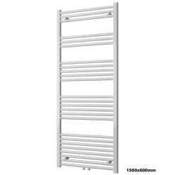 Radiateur sèche-serviettes 150x60cm design salle de bain en laiton, Blanc, R18W, Avec porte-serviette droit, Sans kit de connexion