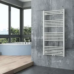 Radiateur sèche-serviettes 120x60cm design de salle de bain en laiton - Blanc - R18W - Sans porte-serviette ni kit de connexion