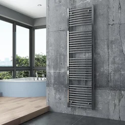 Radiateur sèche-serviettes design 180x50cm acier inox - Chrome - R20C - Sans porte-serviette, Avec kit connexion chromé