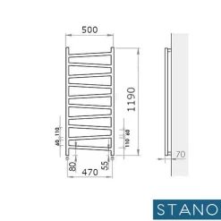 Radiateur sèche-serviettes eau chaude design CYRKA 119 x 50 cm noir mat