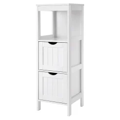 Rangement de Salle de Bain 2 Tiroirs L89 cm - Blanc