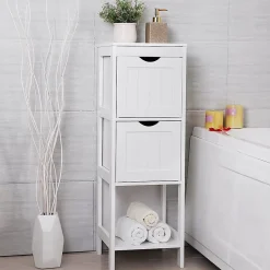 Rangement de Salle de Bain 2 Tiroirs L89 cm - Blanc