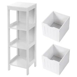 Rangement de Salle de Bain 2 Tiroirs L89 cm - Blanc