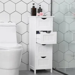 Rangement de salle de bain Blanc avec 4 tiroirs - L30 cm