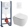 Rapid SL Pack WC bâti autoportant + WC suspendu sans bride Ceramia avec abattant SoftClose + plaque blanche (GRRCEPXWR12-FR)