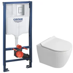 Rapid SL Pack WC bâti-support + WC suspendu sans bride Ceramia avec abattant SoftClose + plaque chrome (GRRCEPXWR14-FR)