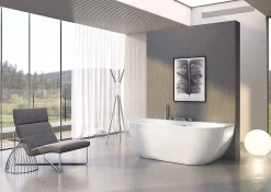 Ravak Freedom W 166 x 80 cm Baignoire semi-îlot en acrylique, sans pieds, blanc (XC00100024)