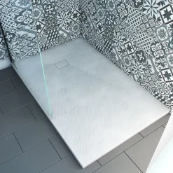 Receveur à poser en matériaux composite SMC - Finition ardoise blanc mat - 80x120 cm