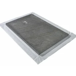 Receveur 120 x 90 cm HD en pierre naturelle gris grille excentrée